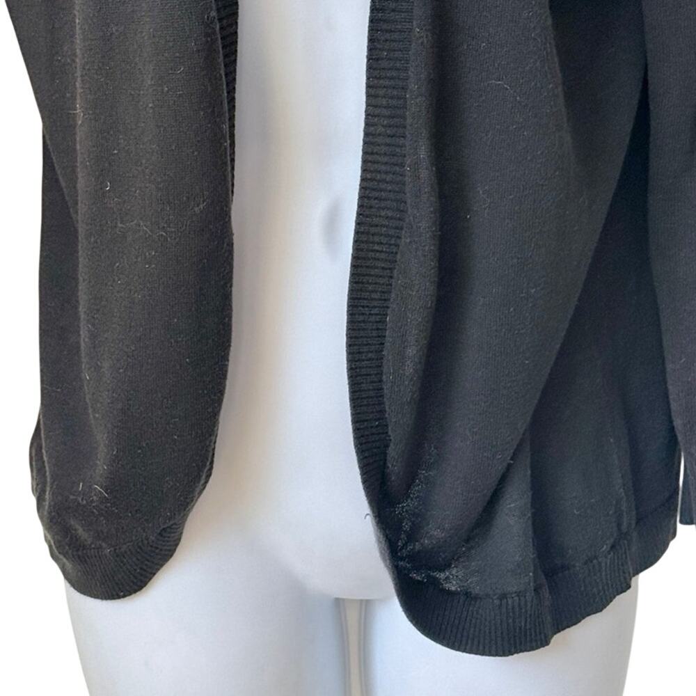 LOFT Black Open Front Shrug Cardigan 3/4 Sleeve Lightweight Knit Sweater Size S - Picture 5 of 8